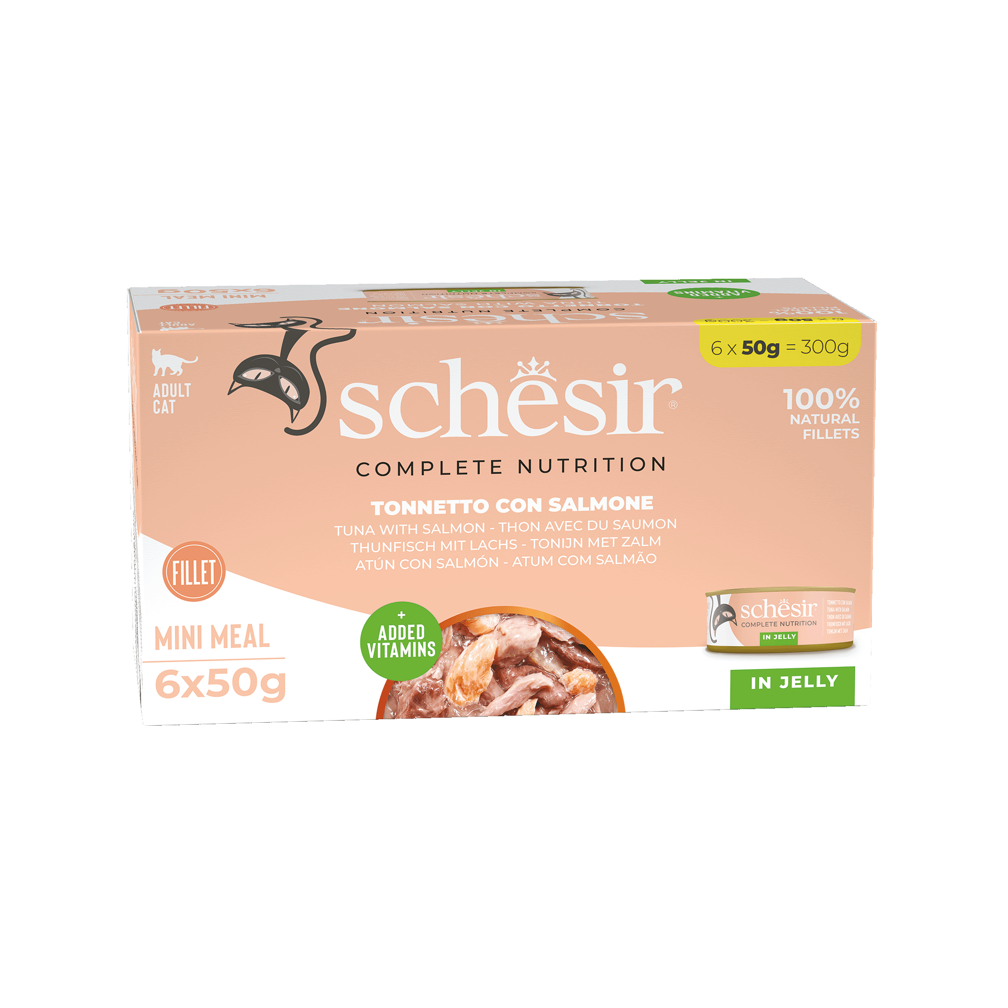 Schesir Latas Multipack Atún con salmón 6x50gr alimento completo