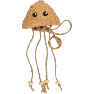 medusa de corcho colgante para gatos