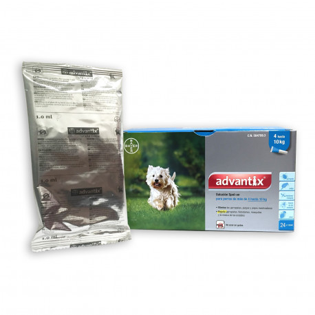 Advantix (T.2) de 4 a 10Kg en blister 4 uds