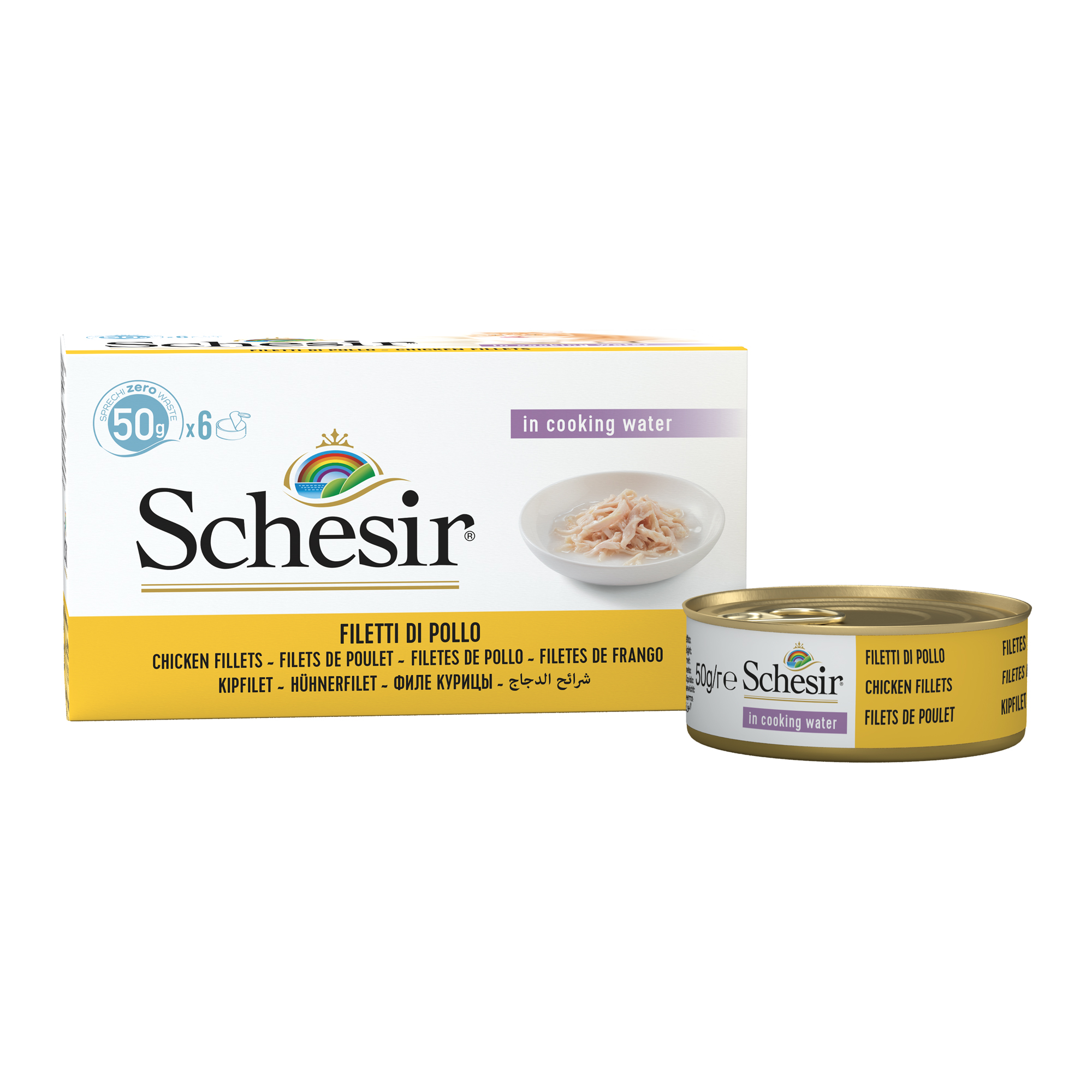 Schesir Latas Multipack Filetes de pollo al natural 6x50gr