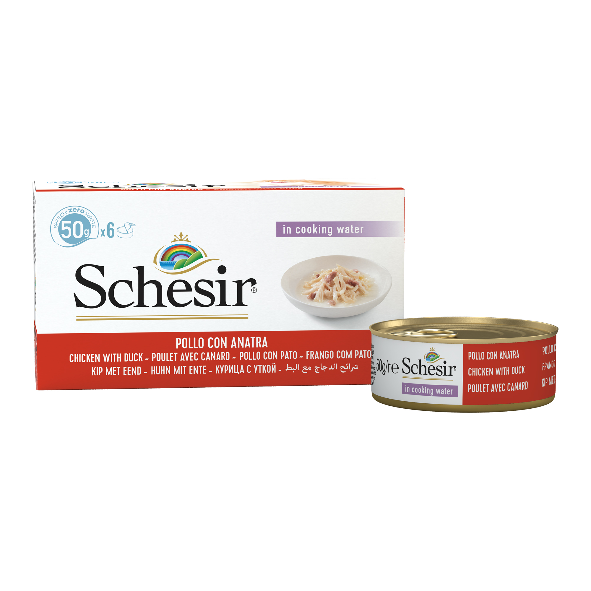 Schesir Latas Multipack Filetes de pollo con pato 6x50gr