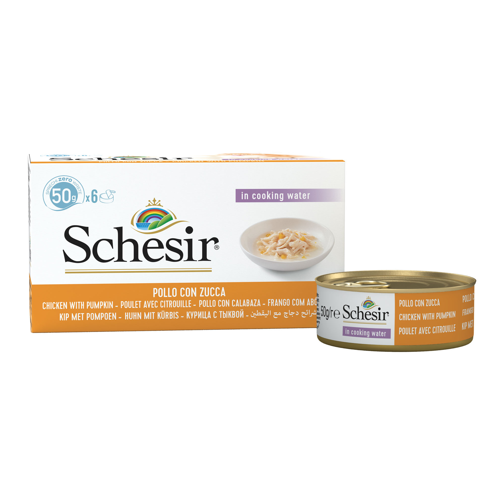 Schesir Latas Multipack Filetes de pollo con calabaza 6x50gr