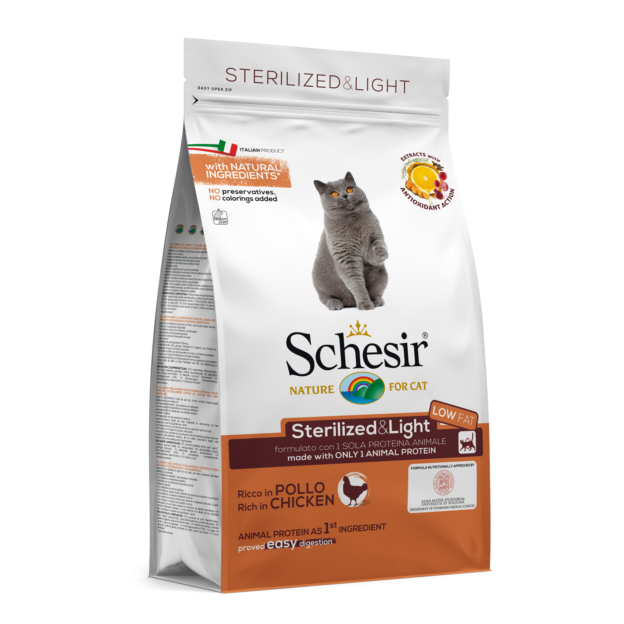 Schesir Esterilizado y light con pollo 1.5Kg