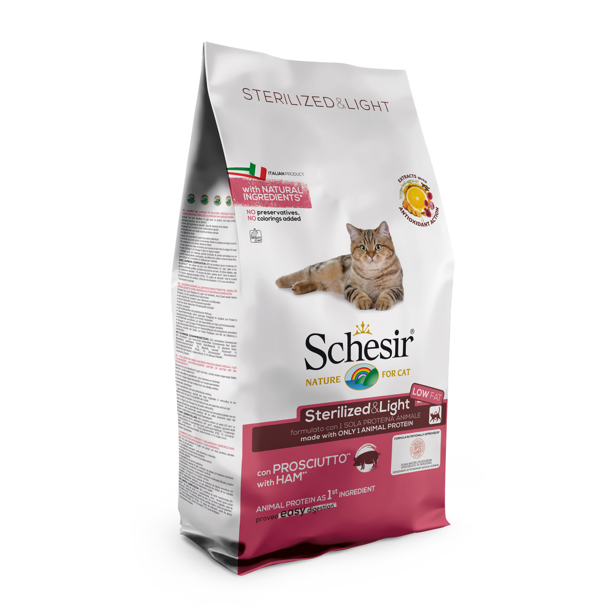 Schesir Esterilizado y light con jamón 10Kg