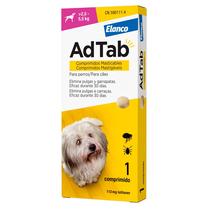 AdTab Comprimido Masticable Antiparasitario 2.5-5.5 kg