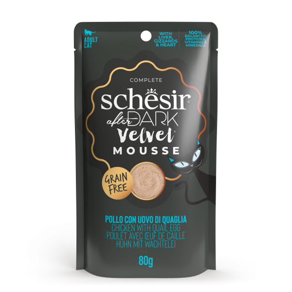 SCHESIR POUCH AFTER DARK VELVET POLLO CON HUEVO DE CODORNIZ 80 GR