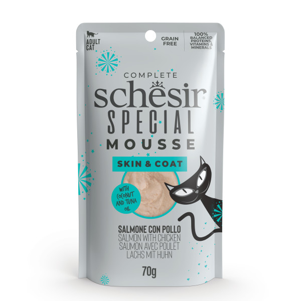 SCHESIR  POUCH  MOUSSE PIEL Y PELAJE SALMÓN CON POLLO