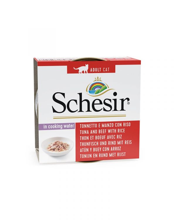 Schesir Lata Atún y anchovetas pequeña con arroz al natural 85g formato antiguo