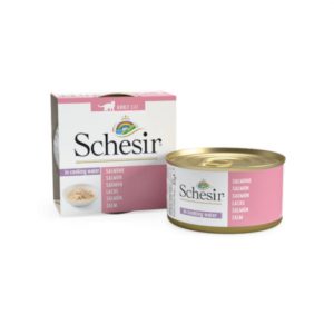 Schesir Lata Salmón al natural 85g alimento completo antiguo formato