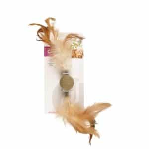 juguete con plumas y bola de catnip comprimido