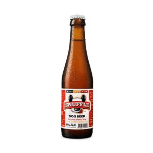 cerveza para perros sabor pollo y buey 25 cl en botella