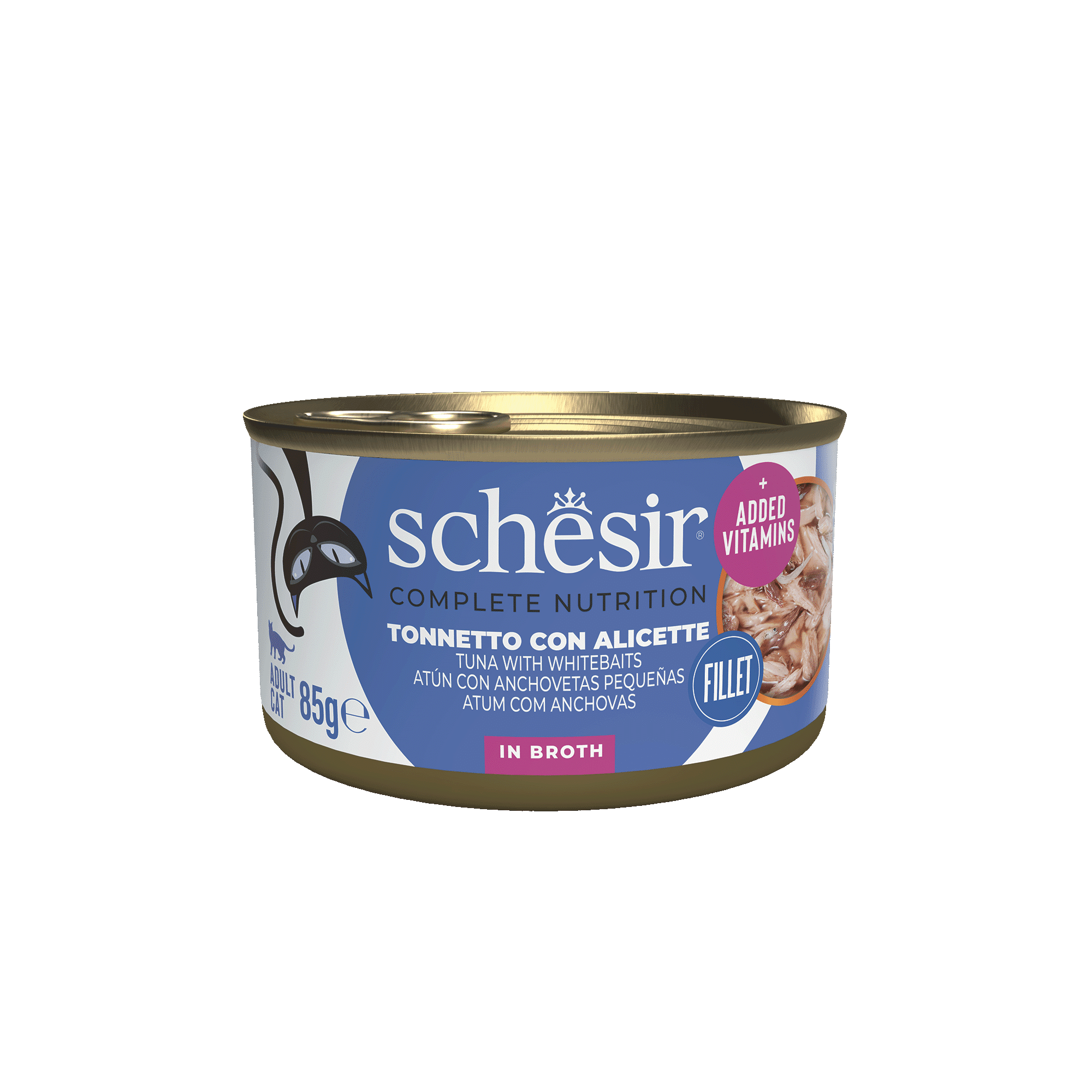 schesir lata atún con anchovetas pequeñas 85g alimento completo