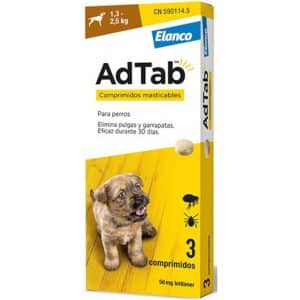 AdTab Comprimido Masticable Antiparasitario 1,3-2,5KG 3 COMPRIMIDOS