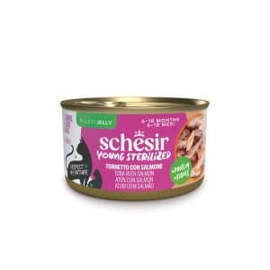 SCHESIR GATITOS ESTERELIZADOS ATÚN CON  SALMÓN 85 GR